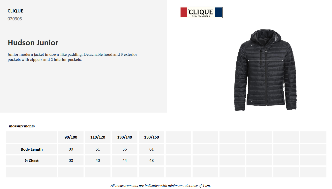 Clique Hudson Junior Puffer Jacket | Lightweight | Detachable Hood | 5 Colours | Ages 6-14