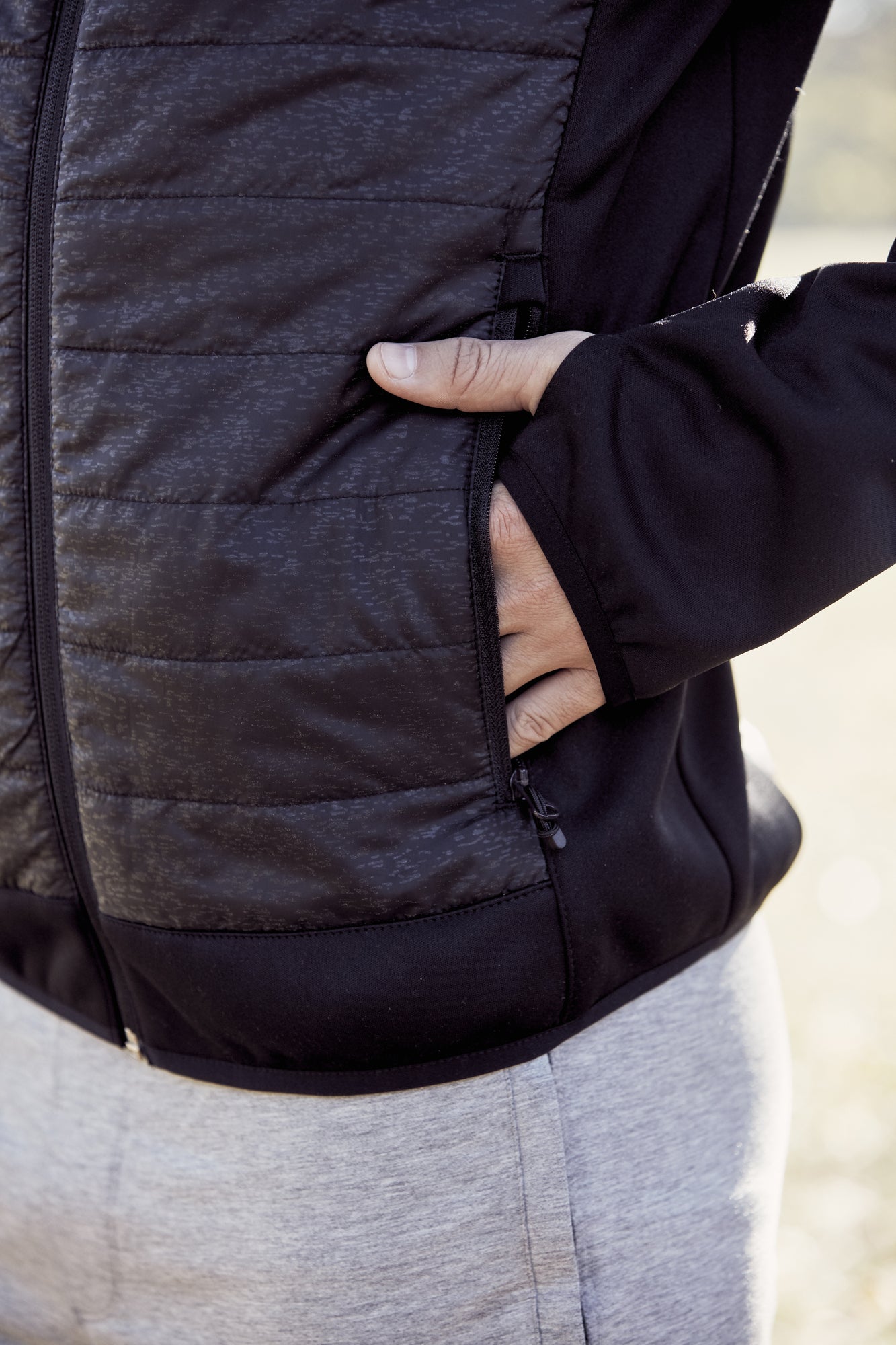 Clique Custer Men's Fleece Jacket | Lightly Padded | Quilted | Reflective Print | Black | XS-3XL