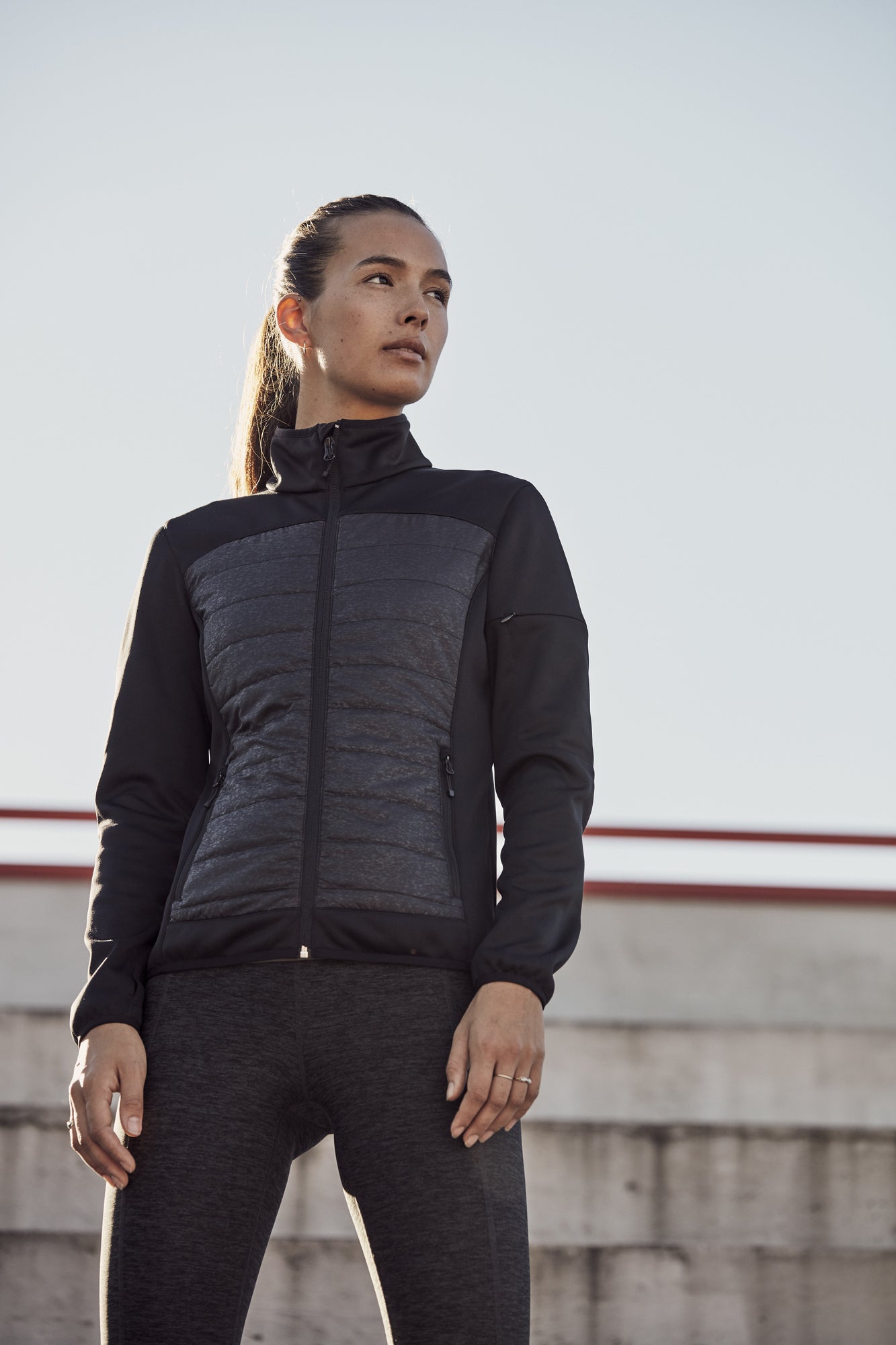 Clique Custer Ladies Fleece Jacket | Lightly Padded | Quilted | Reflective Print | Black | XS-3XL