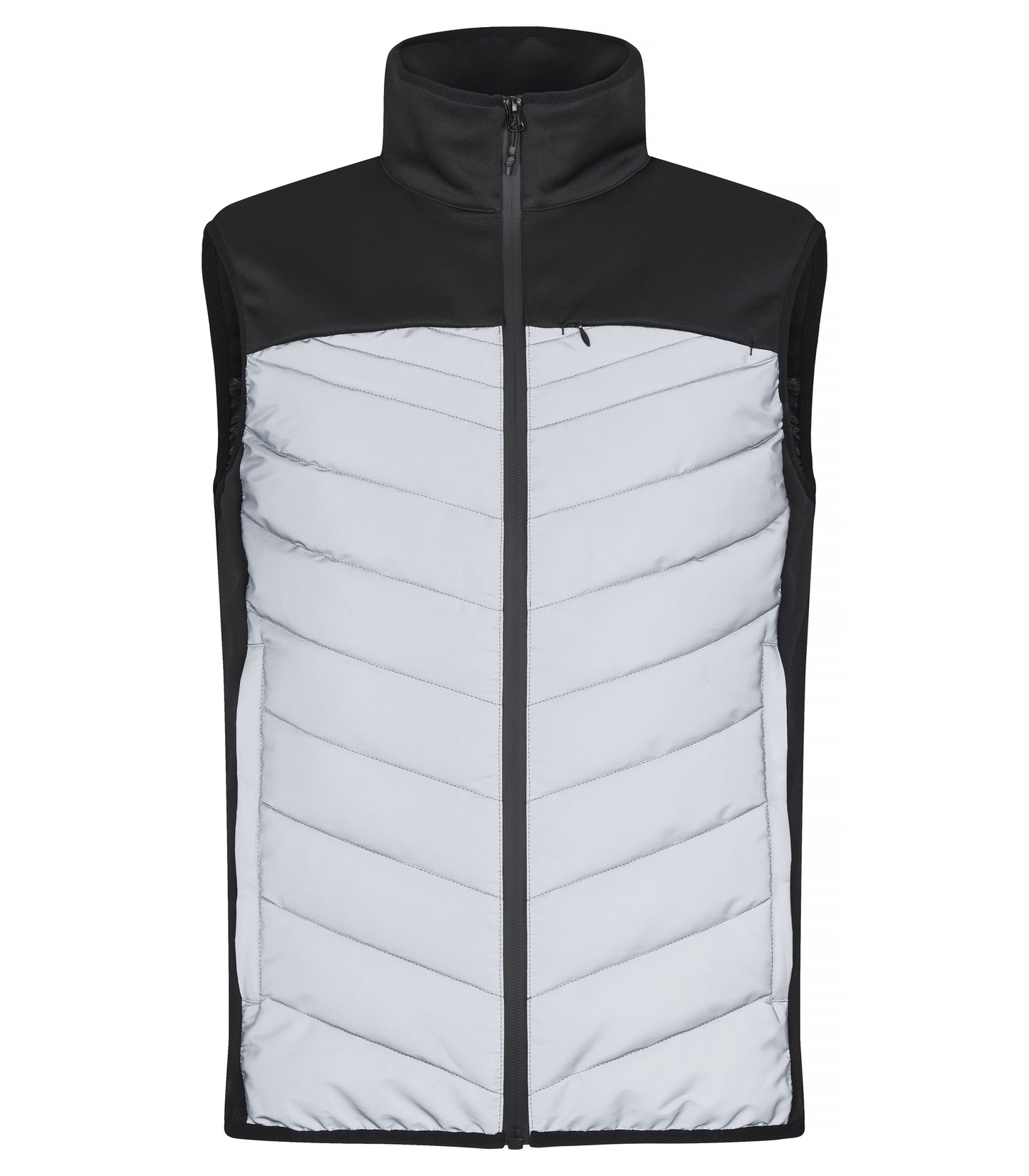 Clique Utah Men's Reflective Gilet | Lightly Padded Body Warmer | Black & Grey Material | XS-3XL