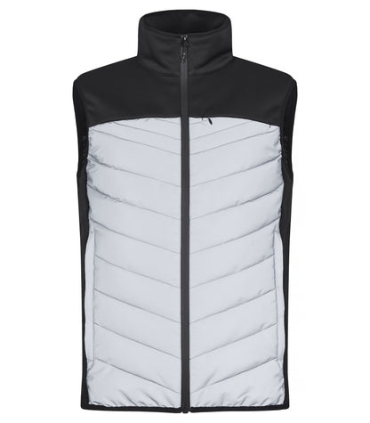 Clique Utah Men's Reflective Gilet | Lightly Padded Body Warmer | Black & Grey Material | XS-3XL