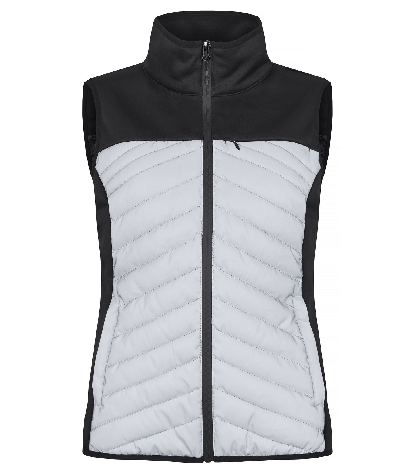 Clique Utah Ladies Reflective Gilet | Lightly Padded Body Warmer | Black & Grey Material | XS-2XL