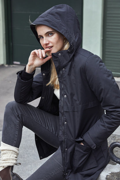 Clique Lindy Ladies Padded Parka Coat | Waterproof | Hood | Breathable | Black | XS-2XL
