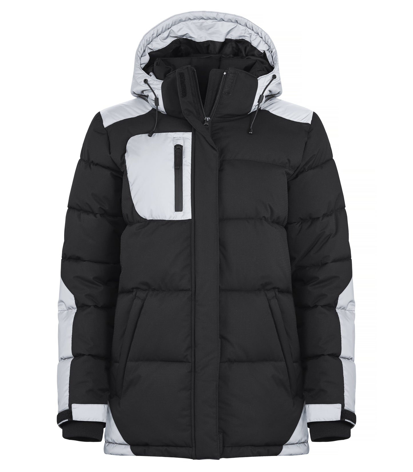 Clique Dumas Ladies Padded Winter Coat | Waterproof Softshell | Black with Reflective | XS-2XL