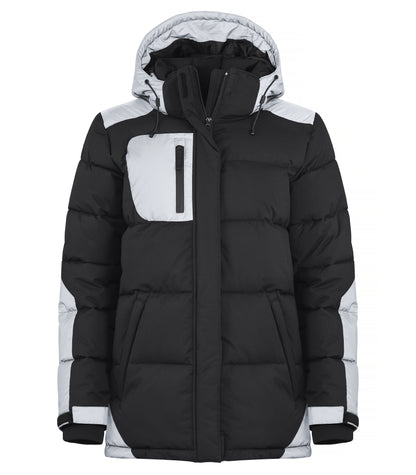 Clique Dumas Ladies Padded Winter Coat | Waterproof Softshell | Black with Reflective | XS-2XL