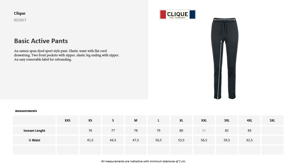 Clique Basic Active Track Pants | Unisex Athletic Joggers | Zip Pockets | 3 Colours | XS-2XL - Trousers - Logo Free Clothing