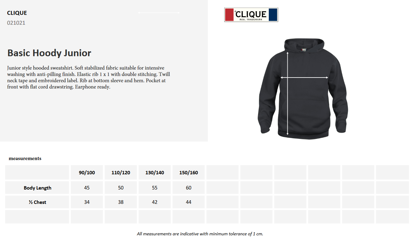 Clique Basic Junior Unisex Hoodie | No Drawstring for Safety | 9 Colours | Ages 3-14 - Hoodie - Logo Free Clothing