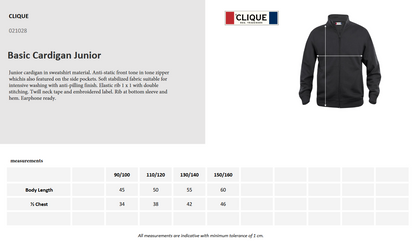 Clique Basic Zip Sweatshirt | Junior Full-Zip Sweater | Durable | Soft | 6 Colours | Ages 3-14