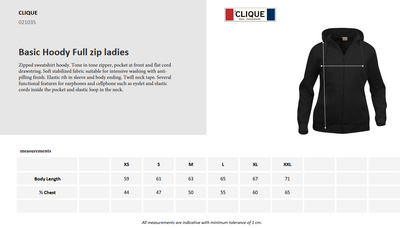 Clique Basic Zip-Up Hoodie | Ladies | Medium Weight Hooded Jacket | 9 Colours | XS-2XL