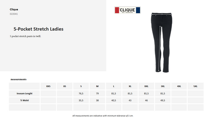 Clique 5-Pocket Ladies Stretch Trousers | Twill Cotton | 3 Colours | S-3XL - Trousers - Logo Free Clothing