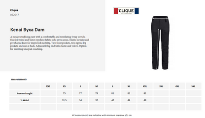 Clique Kenai Ladies Walking Trousers | Breathable | Stretch | Hiking | 3 Colours | XS-2XL - Trousers - Logo Free Clothing