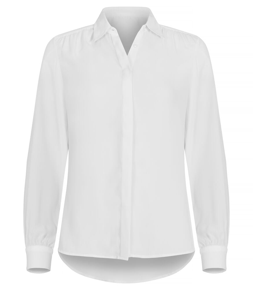 Clique Libby Ladies Blouse | Light Chiffon | Semi-Opaque Material | Black or White | XS-2XL