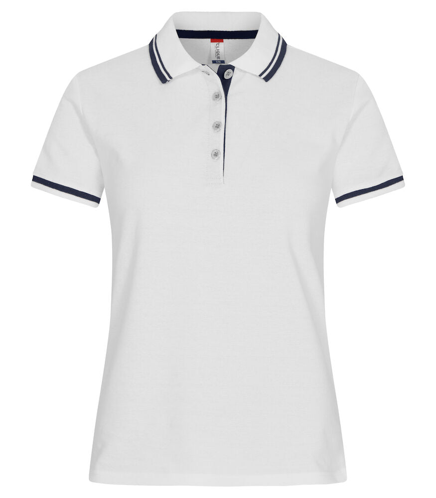 Clique Astoria Ladies Polo Shirt | Pique Cotton Polo | Contrast Stripes | 4 Colours | XS-2XL - Polo Shirt - Logo Free Clothing