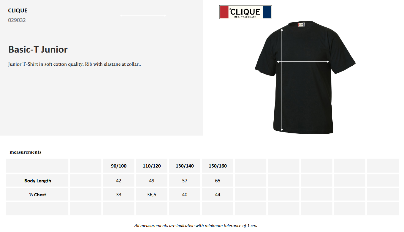 Clique Basic Junior T-Shirt | Kids Cotton Tee Shirt | 19 Colours | Ages 3-14