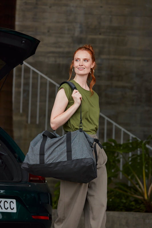 Clique Weekend Duffle | Zipped Travel Bag | Large 51 Litre Holdall | Shoulder Strap | Grey Melange