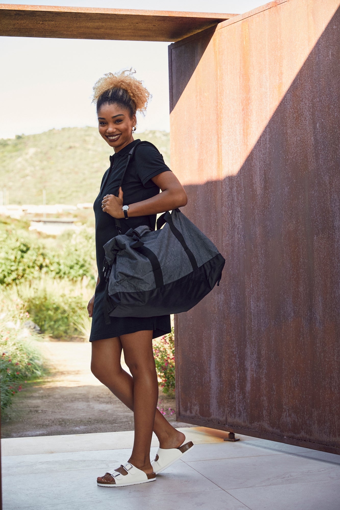 Clique Weekend Duffle | Zipped Travel Bag | Large 51 Litre Holdall | Shoulder Strap | Grey Melange