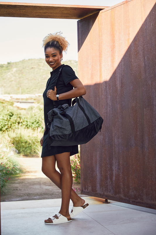 Clique Weekend Duffle | Zipped Travel Bag | Large 51 Litre Holdall | Shoulder Strap | Grey Melange