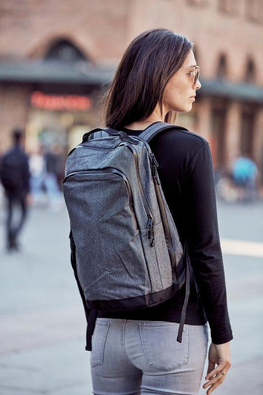 Clique City Backpack | 25 Litre Rucksack | Laptop Compartment | Hidden Pocket | Melange Grey | Carry Handle
