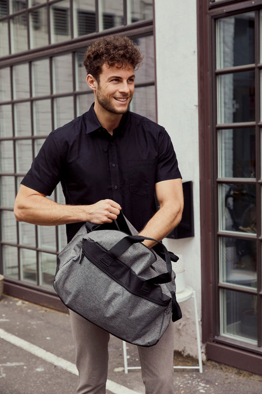 Clique Travel Bag | Weekend Duffle Bag | Zipped Main Compartment | 24 Litre Holdall | Shoulder Strap | Melange Grey