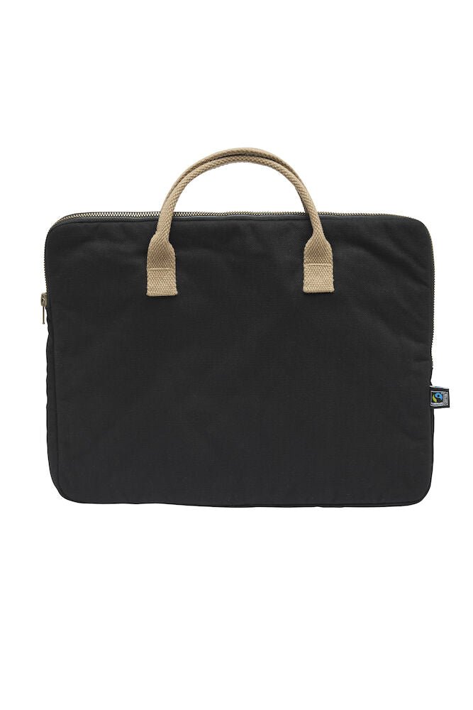 Cottover Padded Canvas Laptop Bag GOTS Organic Cotton Fairtrade Computer Bag Sustainable 2 Colours Black