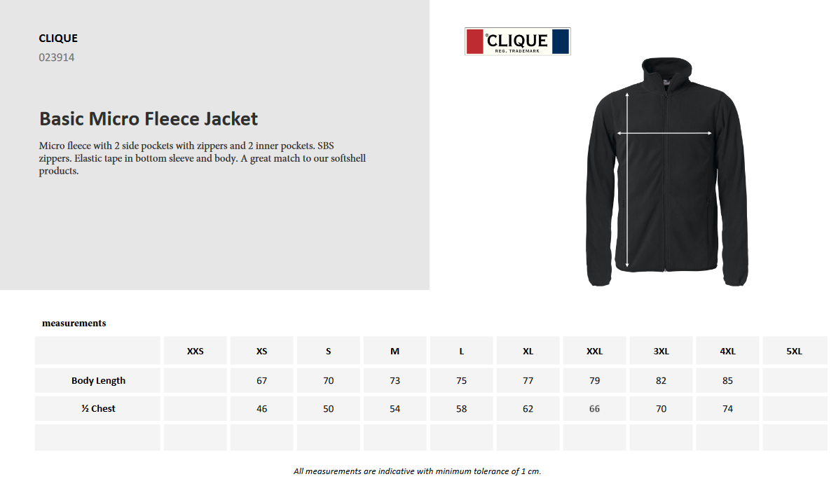 Clique Basic Micro Fleece Jacket | Mens Lightweight Zipped Fleece | 4 Colours | XS-4XL - Fleece - Logo Free Clothing