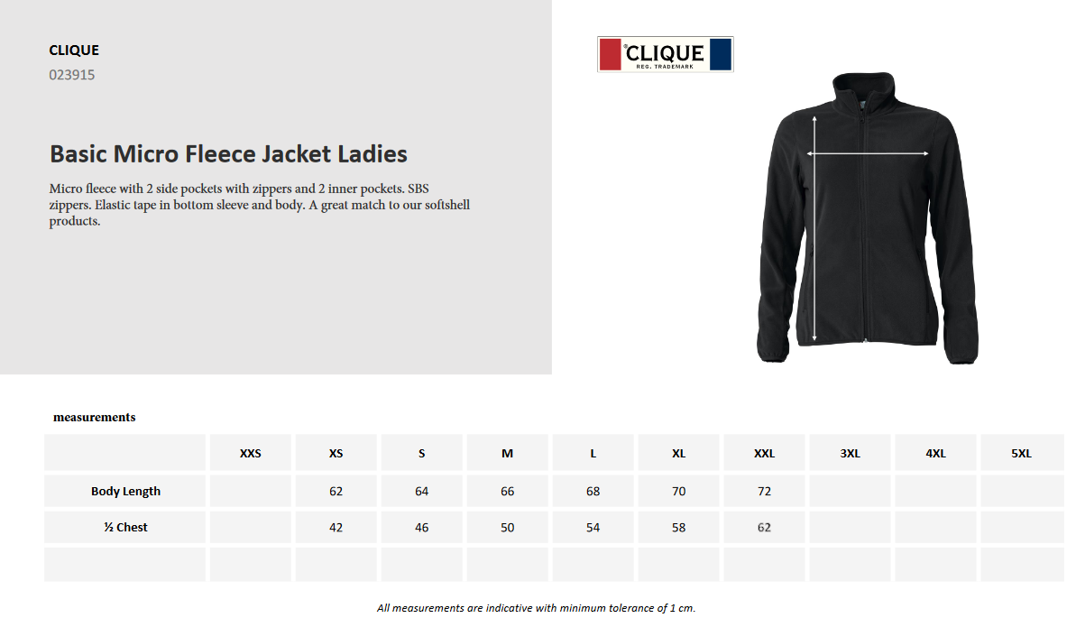 Clique Basic Micro Fleece Jacket | Ladies Lightweight Zipped Fleece | 4 Colours | XS-2XL - Fleece - Logo Free Clothing