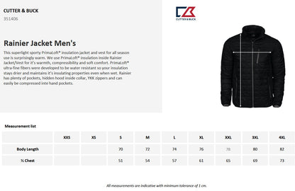 Cutter & Buck Rainier Mens Jacket | Lightweight Packable | Hood | Padded | 4 Colours | S-4XL