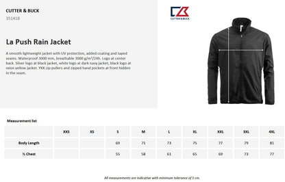 Cutter & Buck La Push Mens Rain Jacket | Lightweight Waterproof | Black or Hi Vis | S-4XL