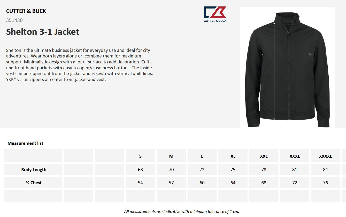 Cutter & Buck Shelton Mens 3-In-1 Shell Jacket | Detachable Layer | Navy or Black | S-4XL