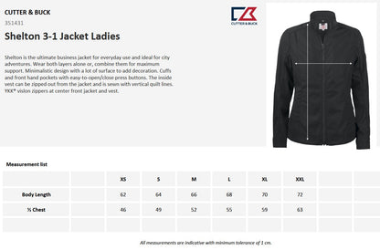 Cutter & Buck Shelton Ladies 3-In-1 Shell Jacket | Detachable Layer | Navy or Black | XS-2XL