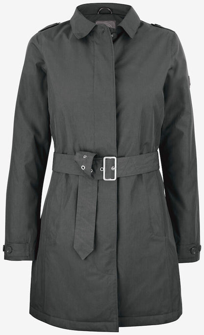 Cutter & Buck Bellevue Ladies Trench Coat | Padded Waterproof Jacket | Navy or Grey | XS-2XL