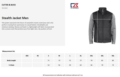 Cutter & Buck Stealth Mens Jacket | Lightweight | Hybrid Activewear | 3 Colours | S-4XL