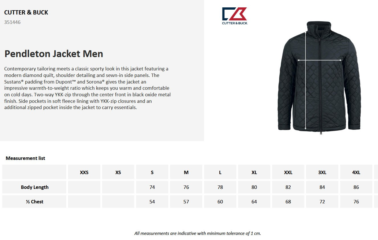 Cutter & Buck Pendleton Mens Quilted Jacket | Padded | Lightweight | Navy or Black | S-4XL