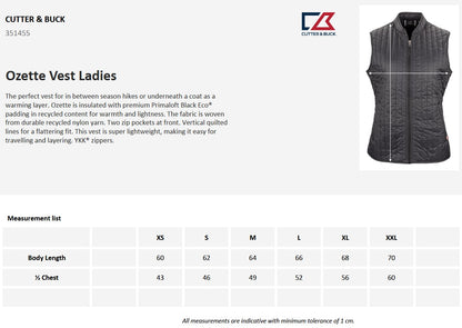 Cutter & Buck Ozette Ladies Padded Body Warmer | Lightweight | Quilted | Navy/Black | XS-2XL