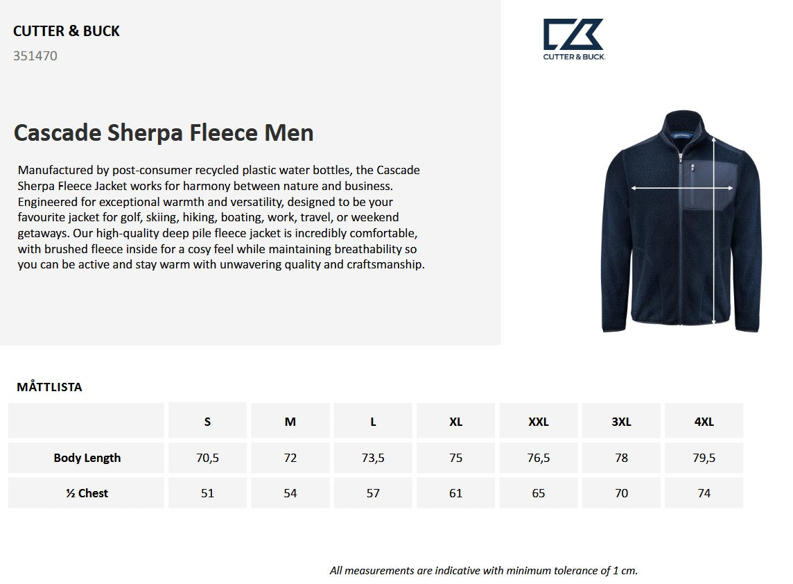 Cutter & Buck Cascade Mens Sherpa Fleece Jacket | Full Zip | Warm | 3 Colours | S-4XL