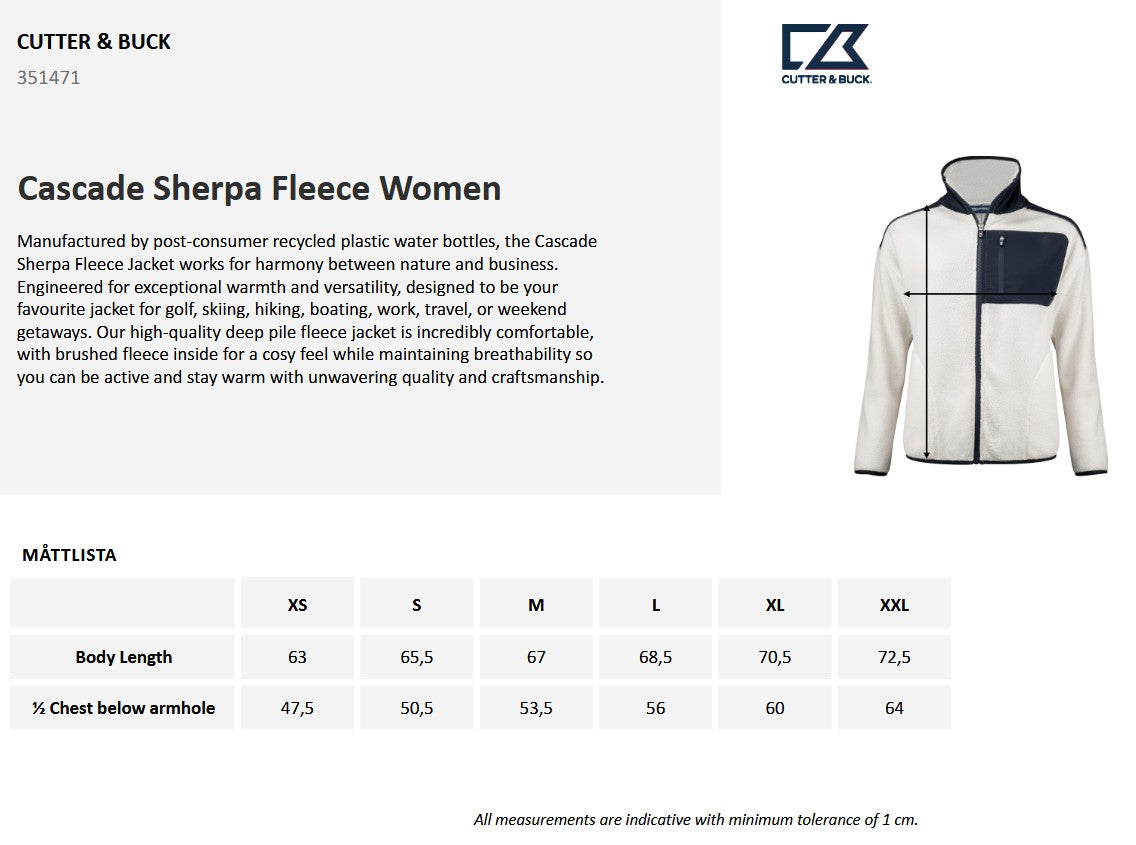 Cutter & Buck Cascade Ladies Sherpa Fleece Jacket | Full Zip | Warm | 3 Colours | XS-2XL