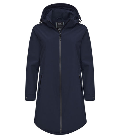 Cutter & Buck Wedderburn Longer Ladies Jacket | Waterproof | Hooded | Navy/Black | XS-2XL