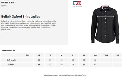 Cutter & Buck Belfair Ladies Oxford Shirt | Long Sleeve | 100% Cotton | 7 Colours | XS-2XL