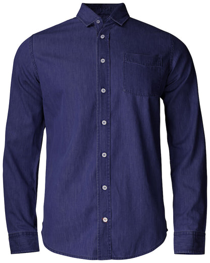 Cutter & Buck Ellensburg Mens Denim Shirt | Long Sleeve | Cotton | Indigo or Blue | S-4XL