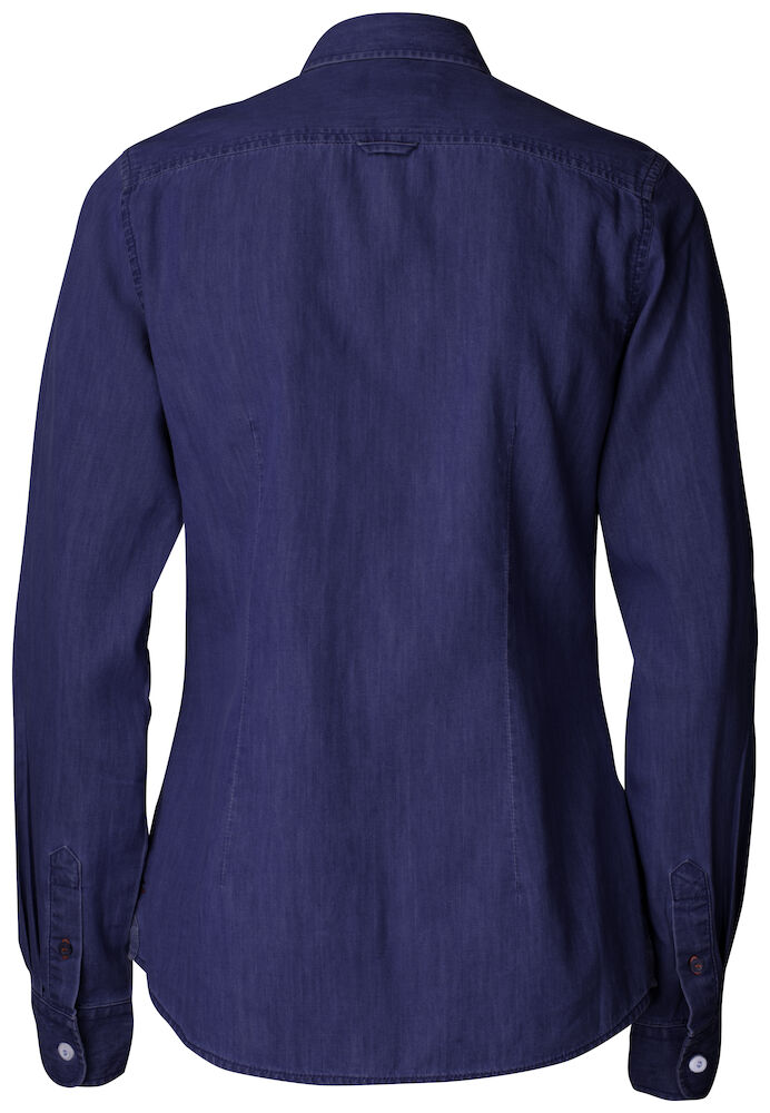 Cutter & Buck Ellensburg Ladies Denim Shirt | Long Sleeve | Cotton | Indigo or Blue | XS-2XL