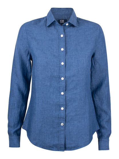 Cutter & Buck Summerland Ladies Linen Shirt | Pure Linen | Long Sleeve | 4 Colours | XS-2XL