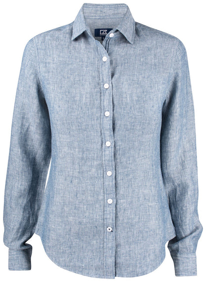 Cutter & Buck Summerland Ladies Linen Shirt | Pure Linen | Long Sleeve | 4 Colours | XS-2XL