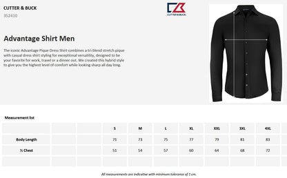 Cutter & Buck Advantage Mens Shirt | Long Sleeve | Breathable | Stretch | 7 Colours | S-4XL