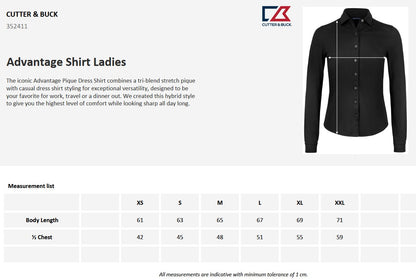 Cutter & Buck Advantage Ladies Shirt | Long Sleeve | Breathable | Stretch | 7 Colours | XS-2XL