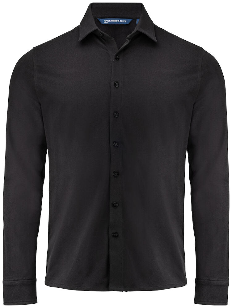 Cutter & Buck Hedley Mens Stretch Shirt | Breathable Organic Cotton | Black or White | S-4XL