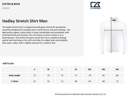 Cutter & Buck Hedley Mens Stretch Shirt | Breathable Organic Cotton | Black or White | S-4XL