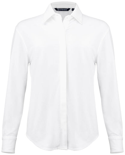 Cutter & Buck Hedley Ladies Stretch Shirt | Breathable Organic Cotton | Black or White | XS-2XL