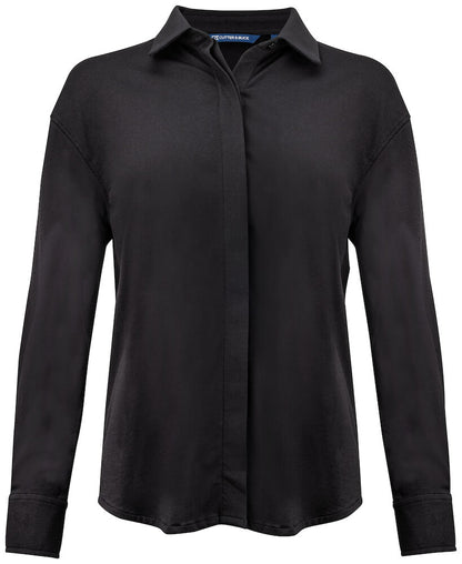 Cutter & Buck Hedley Ladies Stretch Shirt | Breathable Organic Cotton | Black or White | XS-2XL