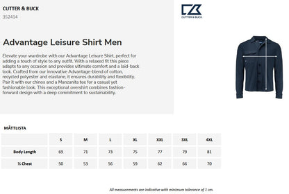 Cutter & Buck Advantage Mens Leisure Shirt | Long Sleeve | Relaxed Fit | 4 Colours | S-4XL