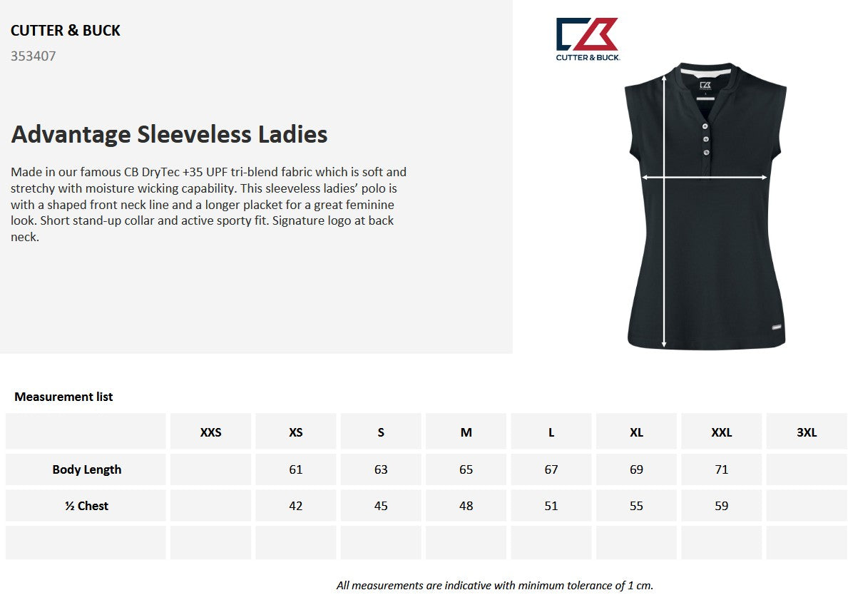 Cutter & Buck Advantage Ladies Sleeveless Polo Shirt | Activewear | 4 Colours | XS-2XL